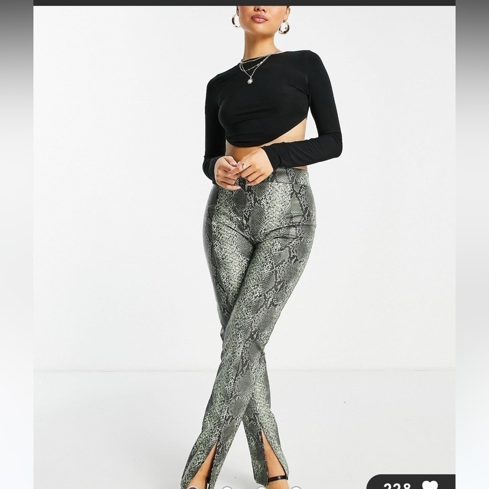 Missguided Snake print Faux Leather Pants